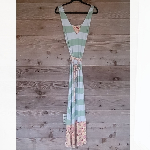 Matilda Jane Dresses & Skirts - Matilda Jane Seaside Afternoon Maxi Dress Green Striped Sundress Size Small